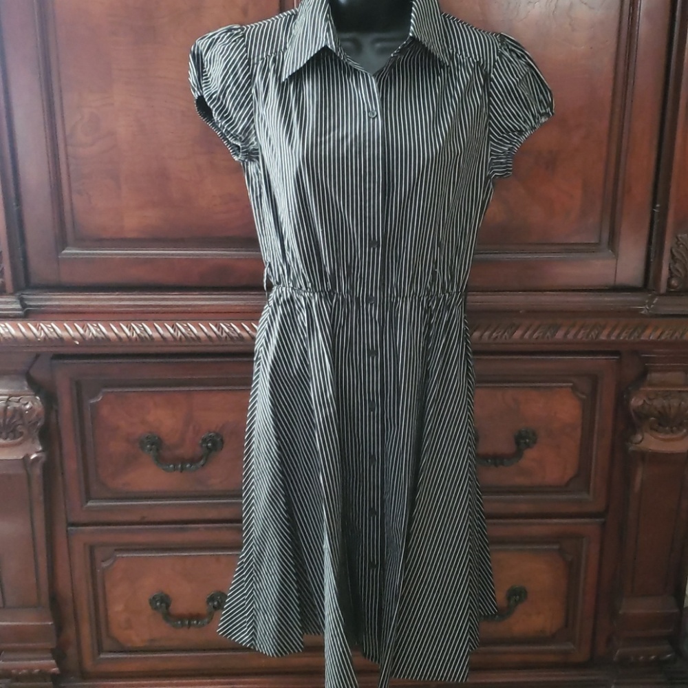 Retro Black and White Striped Dress